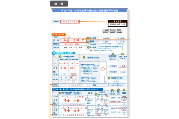 扶養親族等申告書,年金,手取り