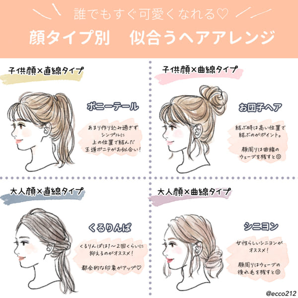 顔タイプ診断で「いちばん似合う」をチェック!いつもより可愛くなれる♡ヘアアレンジ