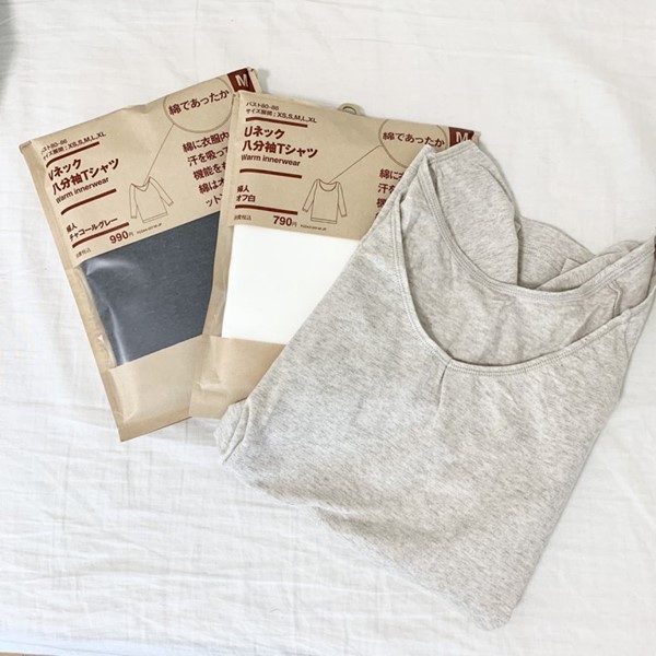 無印良品,Vネック・Uネック8分袖Tシャツ