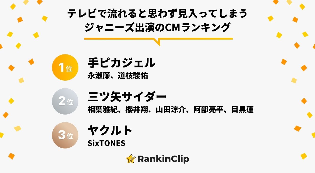 テレビで流れると思わず見入ってしまうジャニーズ出演のCMランキング